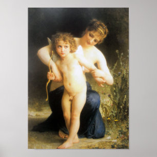 Kvinna med Cupid, Bouguereau Poster