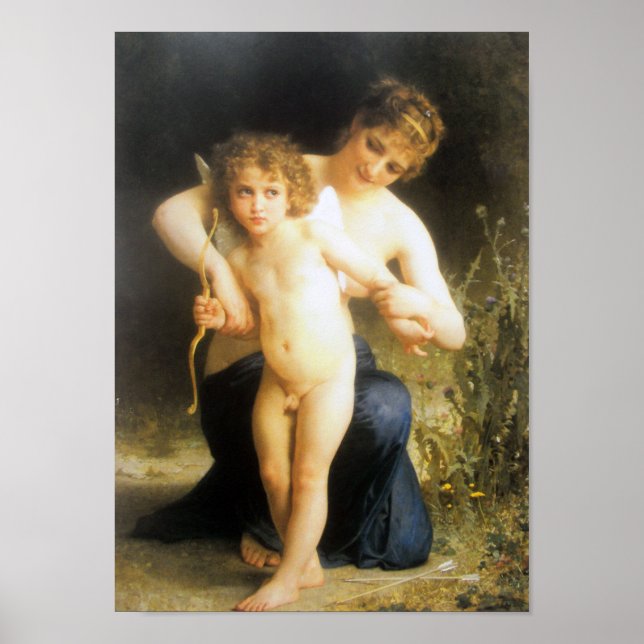 Kvinna med Cupid, Bouguereau Poster (Framsidan)