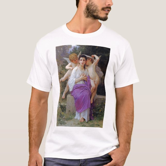 Kvinna med Cupid, Bouguereau T Shirt (Framsida)