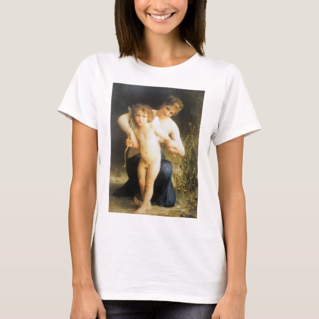 Kvinna med Cupid, Bouguereau T Shirt (Framsida)
