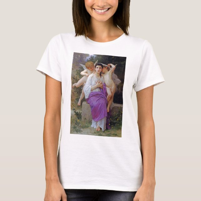 Kvinna med Cupid, Bouguereau T Shirt (Framsida)