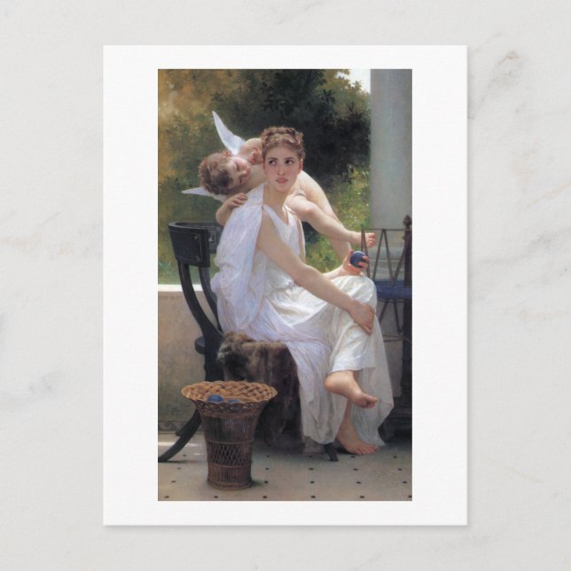 Kvinna med Cupid, Bouguereau Vykort (Framsida)