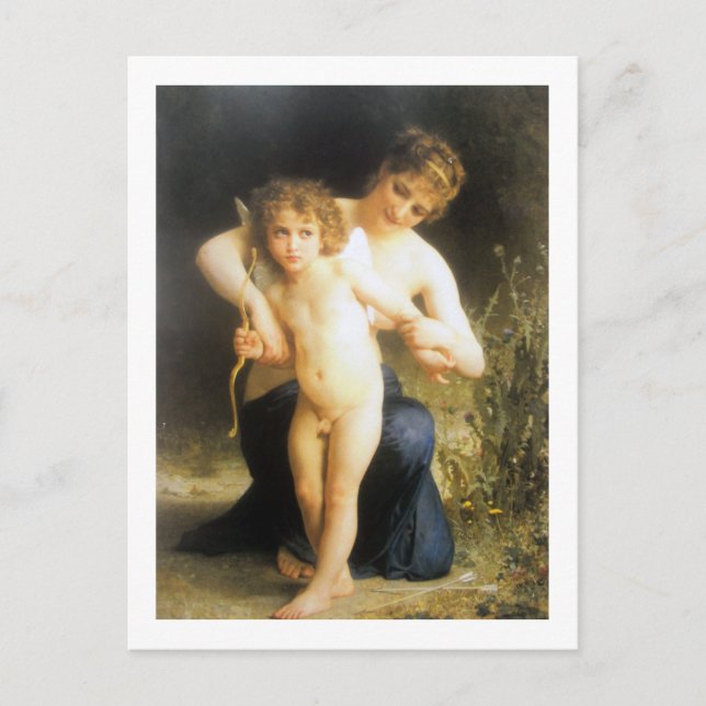 Kvinna med Cupid, Bouguereau Vykort (Framsida)