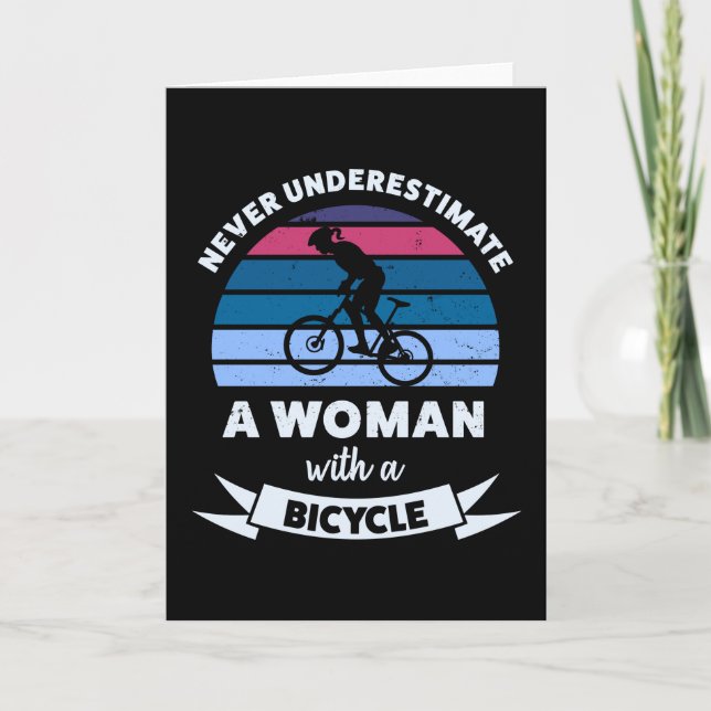 Kvinna med cykel Roligt mammapresent Hustru Kort (Framsida)
