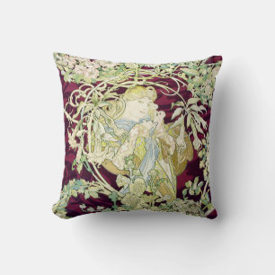 Kvinna med Daisy - Alphonse Mucha Kudde