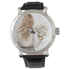 Kvinna med Daisy Bouquet Armbandsur