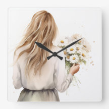 Kvinna med Daisy Bouquet