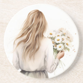 Kvinna med Daisy Bouquet Underlägg