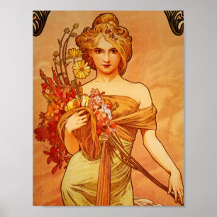 Kvinna med den orange buketten poster