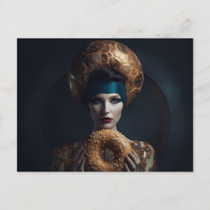 Kvinna med en Bagel Vykort