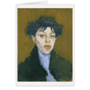 Kvinna med en blåttScarf, c.1912 (olja på kanfas Hälsningskort