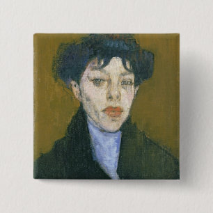 Kvinna med en blåttScarf, c.1912 (olja på kanfas Knapp
