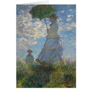 Kvinna med en ett slags solskydd av Monet Hälsningskort