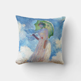 Kvinna med en ett slags solskydd Claude Monet Kudde