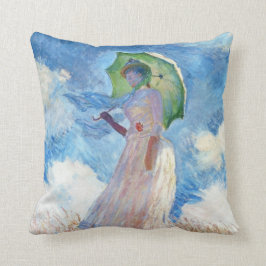 Kvinna med en ett slags solskydd Claude Monet Kudde