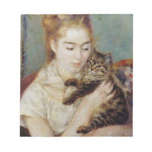 Kvinna med en katt vid Pierre-Auguste Renoir Anteckningsblock