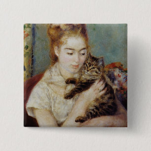 Kvinna med en katt vid Pierre-Auguste Renoir Knapp