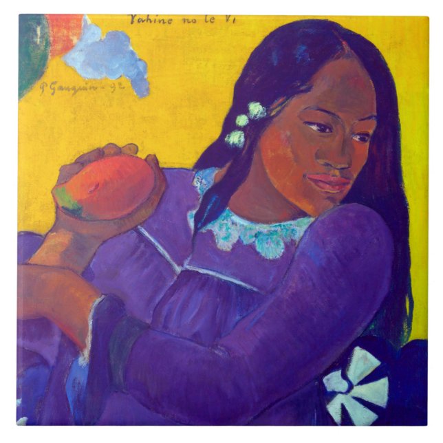 Kvinna med en Mango, Gauguin Kakelplatta (Framsidan)