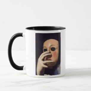 Kvinna med en maskera mugg