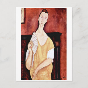 Kvinna med en solfjäder, Modigliani Vykort