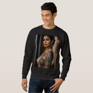 Kvinna med en tatuerad kroppskonstruktion T-Shirt Lång Ärmad Tröja
