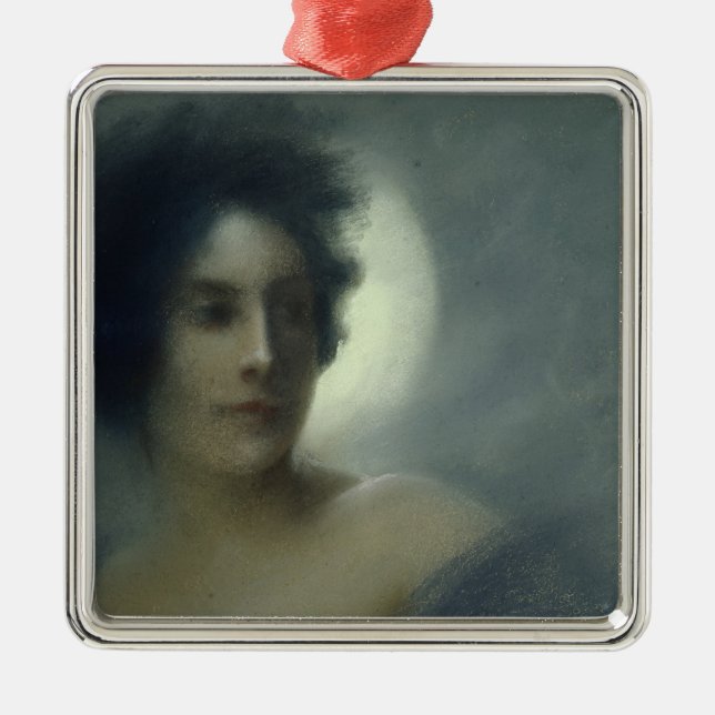 Kvinna med en växande måne eller, förmörkelsen, julgransprydnad metall (Framsidan)