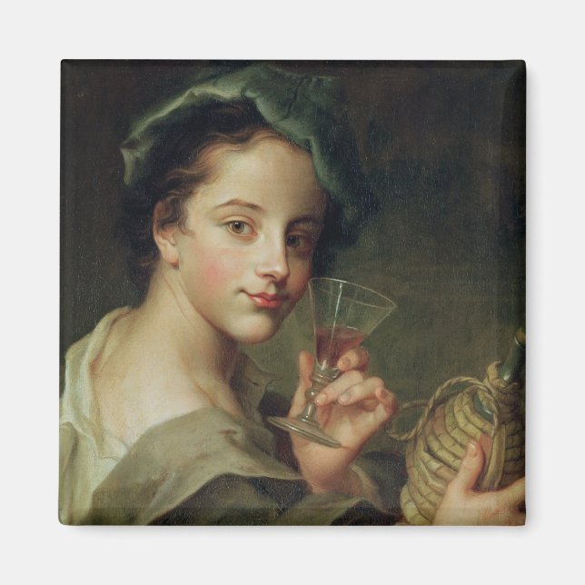 Kvinna med ett glas Vin Magnet (Framsidan)