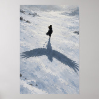 Kvinna med fågelskugga Surrealistisk konst Poster