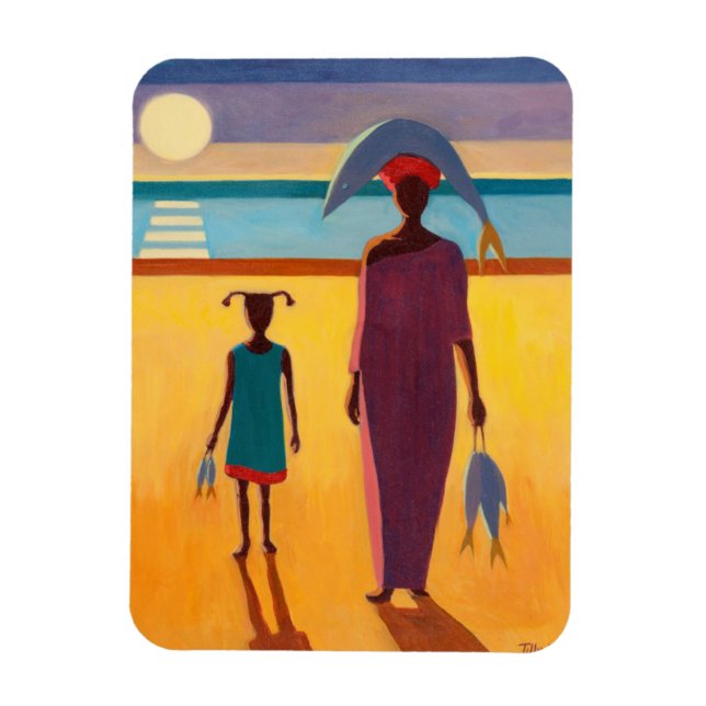 Kvinna med fisk magnet (Vertikal)