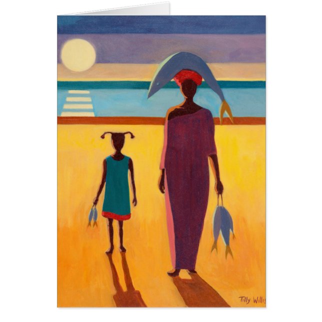 Kvinna med fisken hälsningskort (Framsidan)