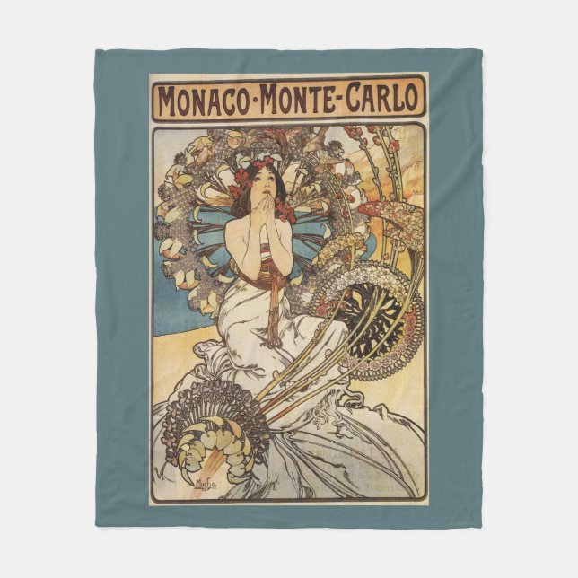 Kvinna med fjädrar - PLM-järnvägen reser affischen Fleecefilt (Framsidan)