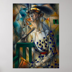 Kvinna med Fläkt av Jean Metzinger Poster