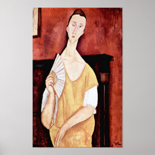 Kvinna med Fläkt, Modigliani Poster