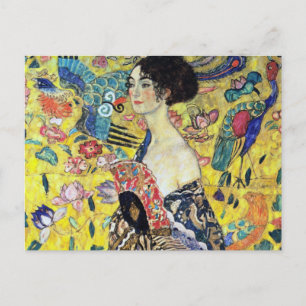 Kvinna med fläkten av Gustav Klimt Vykort