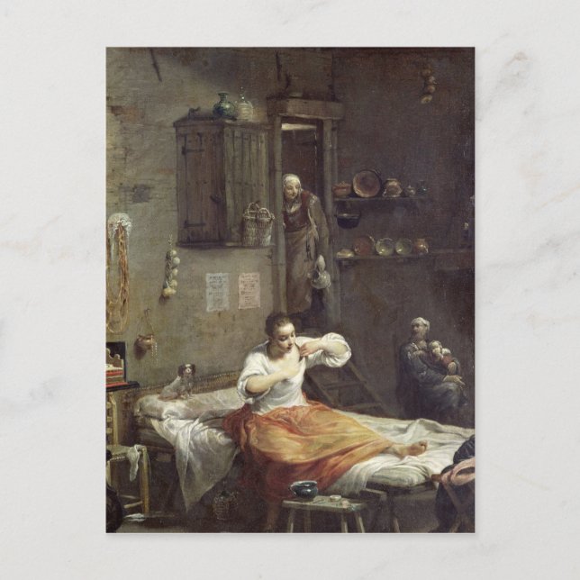 Kvinna med Flea Vykort (Framsida)