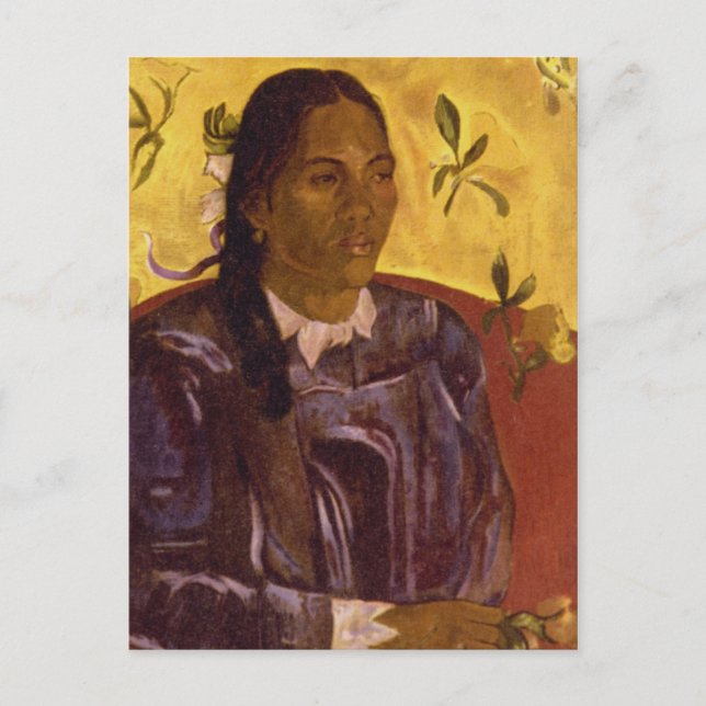Kvinna med Gardenia av Paul Gauguin Vykort (Framsida)
