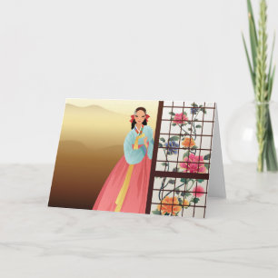 kvinna med hanbok kort