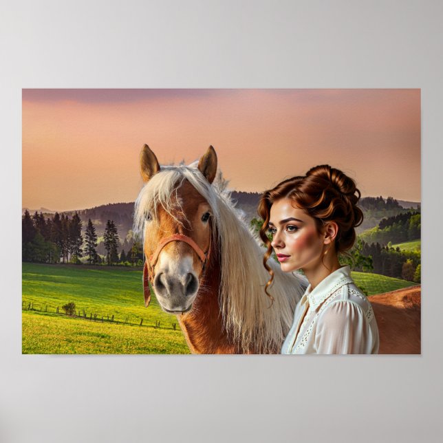 Kvinna med häst poster (Framsidan)