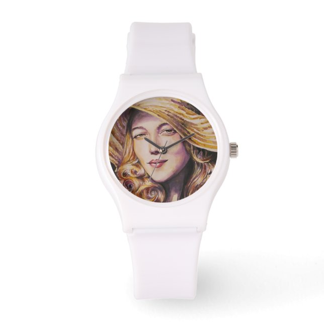 Kvinna med hatt armbandsur (Framsida)