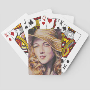 Kvinna med hatt casinokort