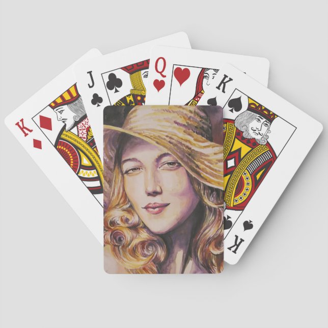 Kvinna med hatt casinokort (Baksidan)
