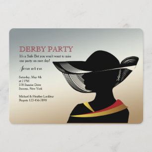 Kvinna med hatthästkapplöpninginbjudan inbjudningar