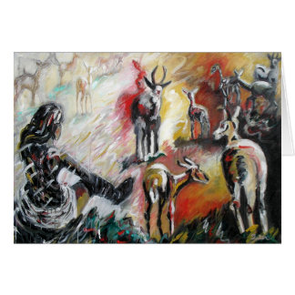 Kvinna med hjortkortet hälsningskort