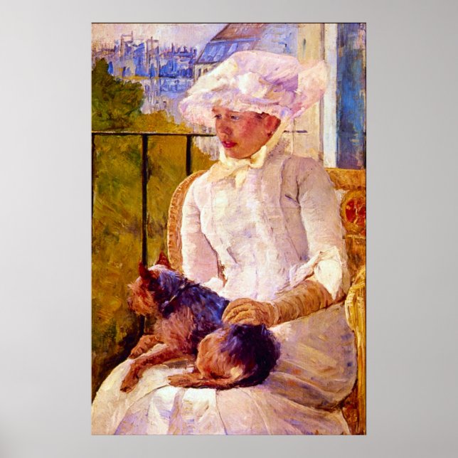 Kvinna med Hund av Mary Stevenson Cassatt Poster (Framsidan)
