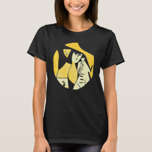 Kvinna Med Hund Som Har Abstrakt Konstnärlig Grafi T Shirt