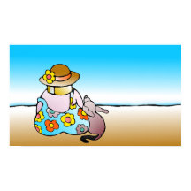 Kvinna med hund vid havet - Frau mit Hund am Meer