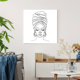 Kvinna med huvudduk, linjeteckning poster