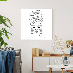 Kvinna med huvudduk, linjeteckning poster