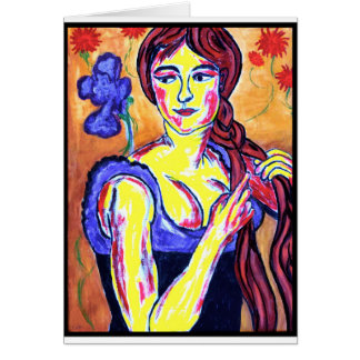 Kvinna med irisen hälsningskort