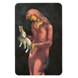 Kvinna med kanin magnet